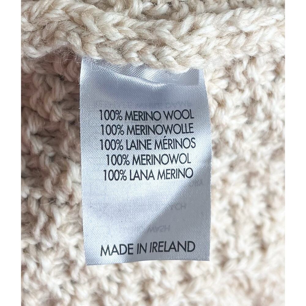 Aran Sweater Market Ireland Merino Wool Cable Knit Fisherman Sweater Size Medium - Picture 6 of 6